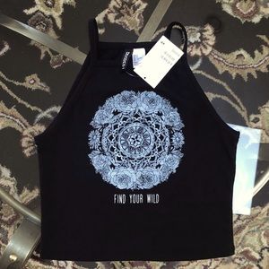 H&M Find Your Wild Crop Tank Black - S - NWT